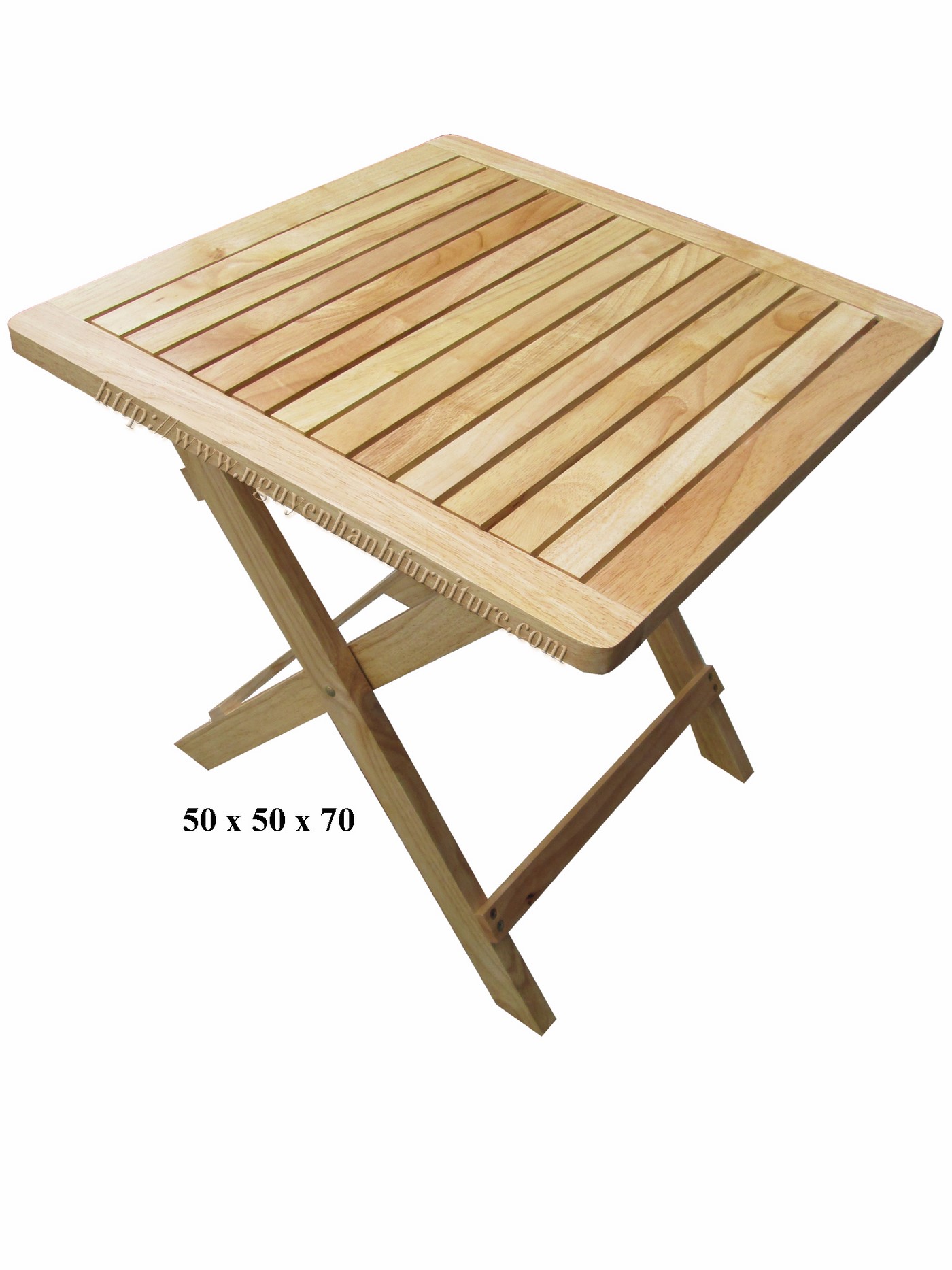 Name product: Folding table (Natural) - Dimensions:50 x 50 x 51 cm - Description: Wood natural rubber